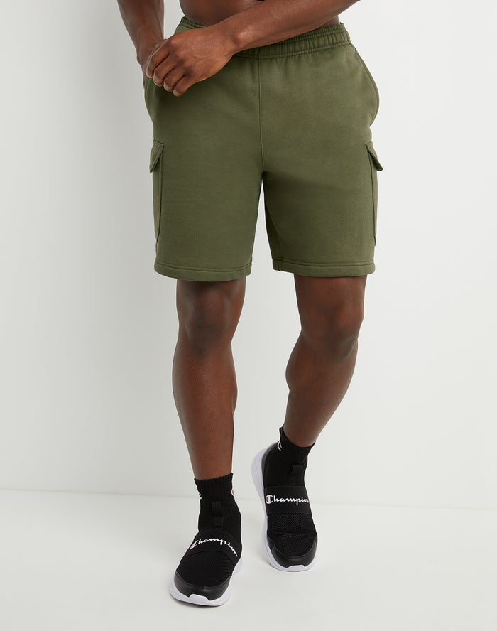 Champion Mens Shorts NZ - Powerblend Fleece Cargo Green ( 1283-QCNPA )